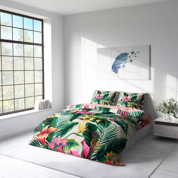 Комплект постельного белья MonoHome Lily 3D из сатина и хлопка, двуспальный, 200x220 см, яркие цвета, высокое качество, антискользкое и воздухопроницаемое - фото 2