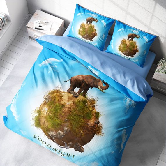 MonoHome Fil Dünyası 3D Pamuk Saten Çift Kişilik Nevresim Takımı - fotoğraf 1