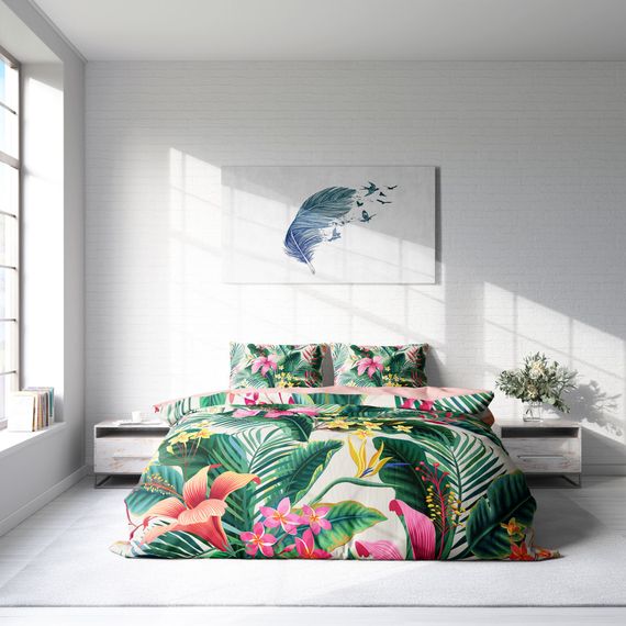Комплект постельного белья MonoHome Lily 3D из сатина и хлопка, двуспальный, 200x220 см, яркие цвета, высокое качество, антискользкое и воздухопроницаемое - фото 3
