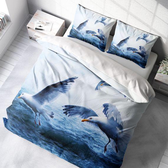 MonoHome Martı 3D Pamuk Saten Çift Kişilik Nevresim Takımı - fotoğraf 1