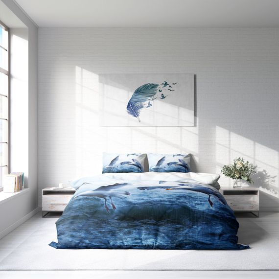 MonoHome Martı 3D Pamuk Saten Çift Kişilik Nevresim Takımı - fotoğraf 3