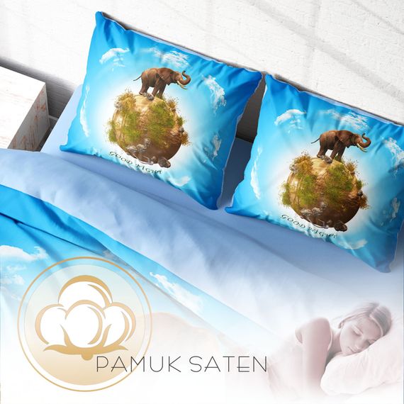 MonoHome Fil Dünyası 3D Pamuk Saten Çift Kişilik Nevresim Takımı - fotoğraf 4