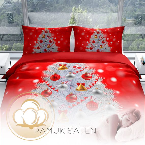 Комплект постільної білизни Cattleya NY Pine 3D з бавовняного сатину, двоспальний, 200x220 см, живі кольори, високоякісна тканина - фото 4