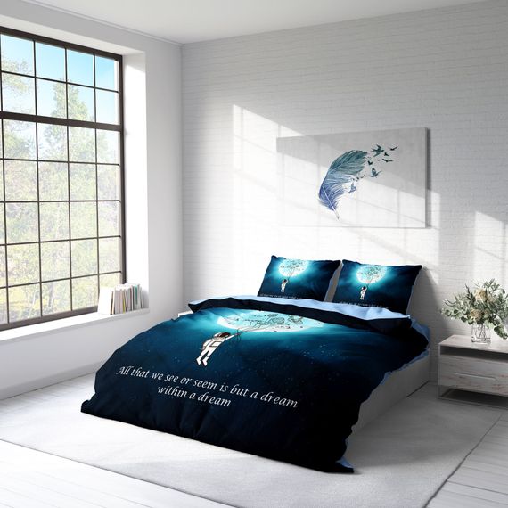 Комплект постельного белья MonoHome Gece Mottom 3D из сатина хлопка на двуспальную кровать 200x220 см, живые цвета и высокое качество ткани - фото 2