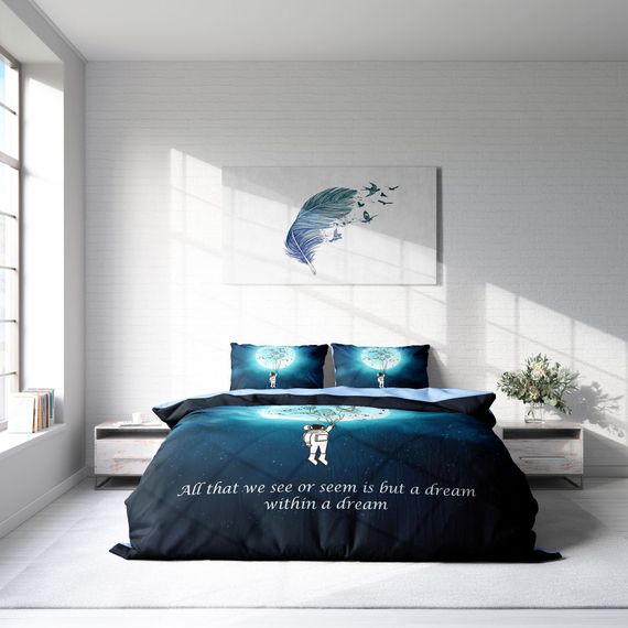 Комплект постельного белья MonoHome Gece Mottom 3D из сатина хлопка на двуспальную кровать 200x220 см, живые цвета и высокое качество ткани - фото 3