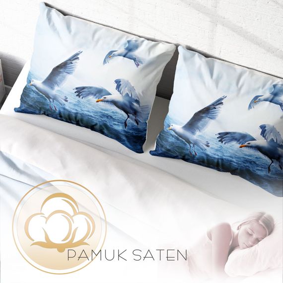 MonoHome Martı 3D Pamuk Saten Çift Kişilik Nevresim Takımı - fotoğraf 4