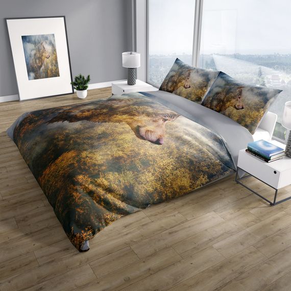 Cattleya WolfFace 3D Cotton Satin Double Duvet Cover Set - photo 1