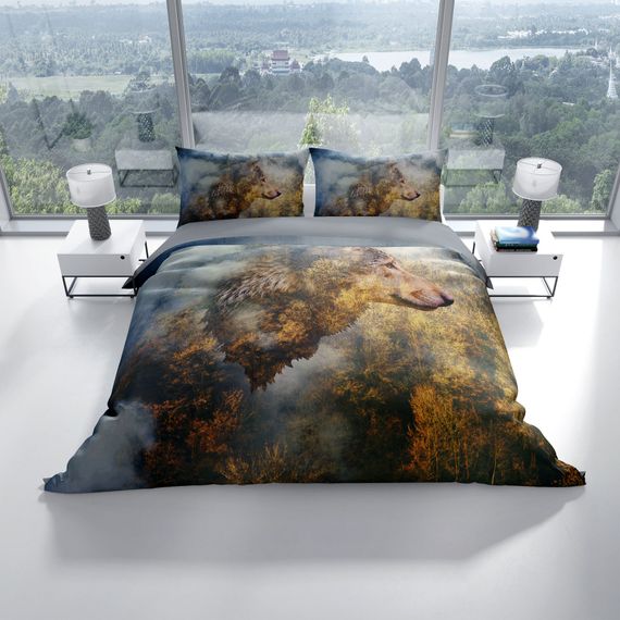 Cattleya WolfFace 3D Cotton Satin Double Duvet Cover Set - photo 2