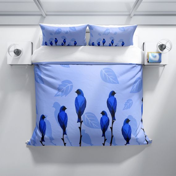 Cattleya BlueBird 3D Pamuk Saten Çift Kişilik Nevresim Takımı - fotoğraf 3