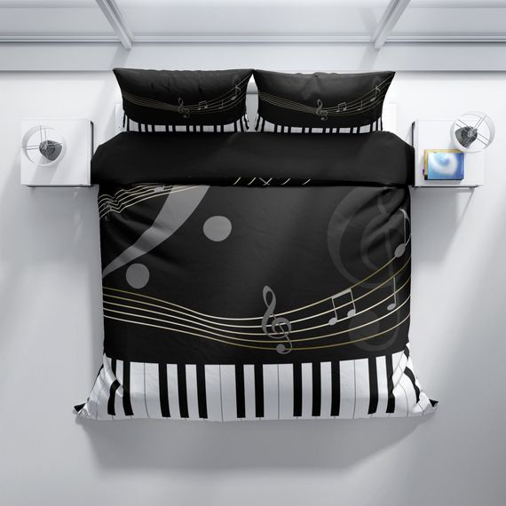 Cattleya Piano 3D Cotton Satin Double Duvet Cover Set - photo 2