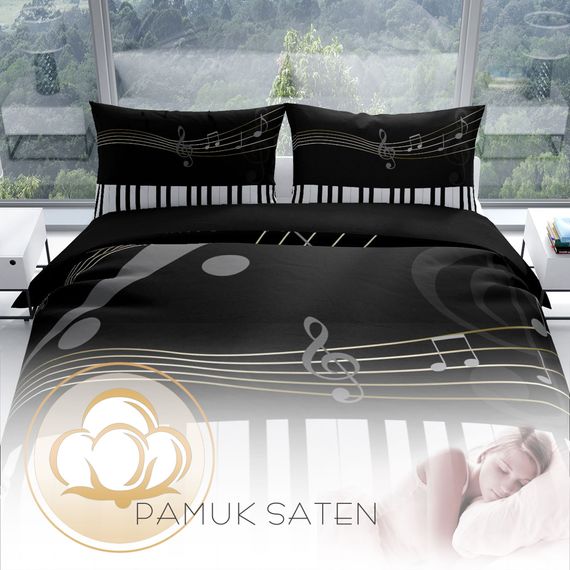 Cattleya Piano 3D Cotton Satin Double Duvet Cover Set - photo 4