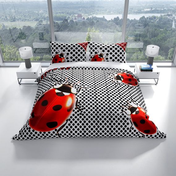 PerlaSera Ladybug 3D Cotton Satin Double Duvet Cover Set - photo 2