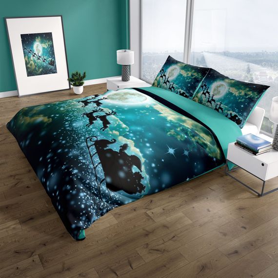 Комплект постільної білизни PerlaSera NY Deer 3D з бавовняного сатину, двоспальний, 200x220 см, яскраві кольори, з оксфордськими наволочками - фото 1