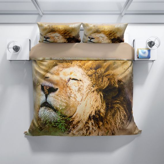 PerlaSera Lion 3D Cotton Satin Double Duvet Cover Set - photo 3