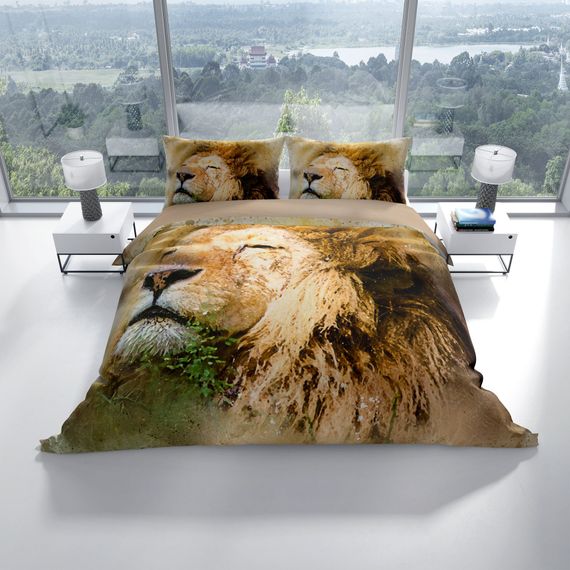 PerlaSera Lion 3D Cotton Satin Double Duvet Cover Set - photo 2