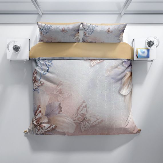 Комплект постільної білизни PerlaSera Mariposa 3D з бавовняного сатину, двоспальний, насичені кольори, 200x220 см, з подушками 50x70 см - фото 3