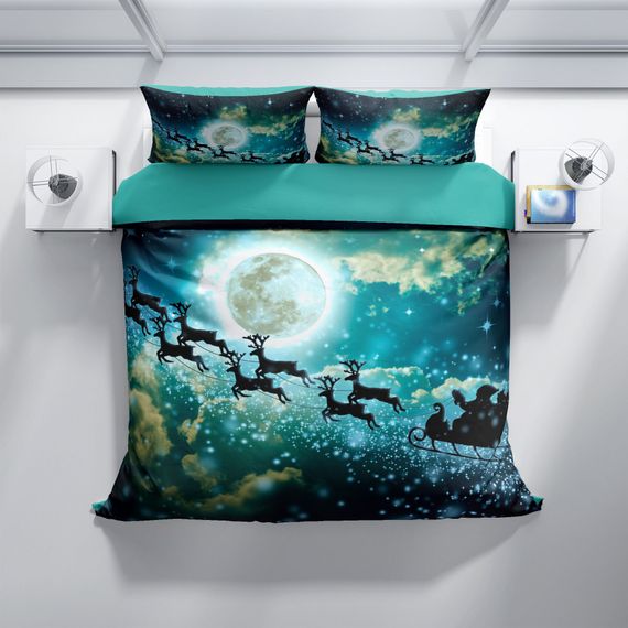 Комплект постільної білизни PerlaSera NY Deer 3D з бавовняного сатину, двоспальний, 200x220 см, яскраві кольори, з оксфордськими наволочками - фото 3