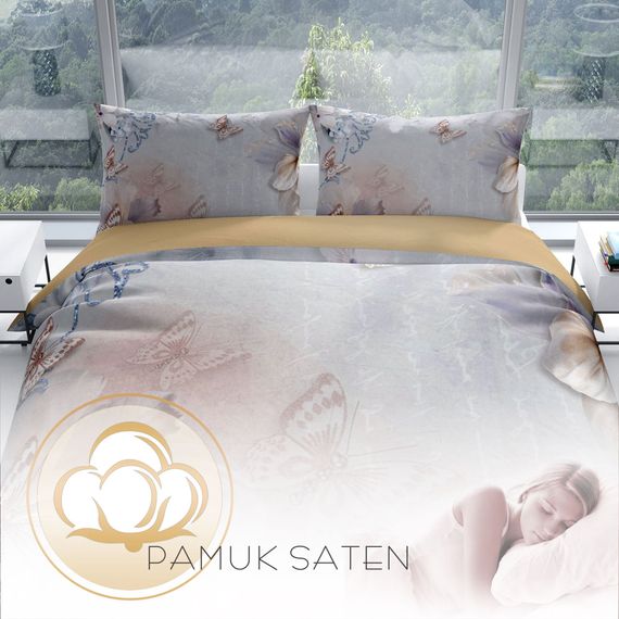 Комплект постільної білизни PerlaSera Mariposa 3D з бавовняного сатину, двоспальний, насичені кольори, 200x220 см, з подушками 50x70 см - фото 4