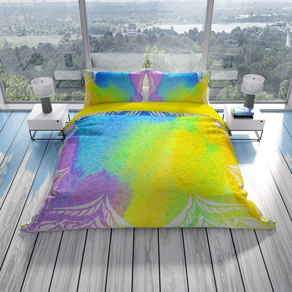 Комплект постільної білизни Cattleya Energy 3D з бавовняного сатину для двоспального ліжка, цифровий друк, яскраві кольори, 200х220 см - фото 2