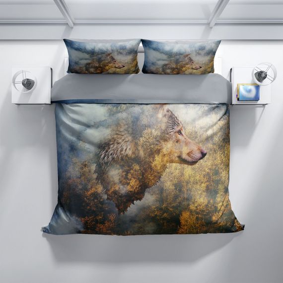PerlaSera WolfFace 3D Cotton Satin Double Duvet Cover Set - photo 3