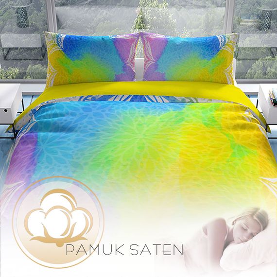 Комплект постільної білизни Cattleya Energy 3D з бавовняного сатину для двоспального ліжка, цифровий друк, яскраві кольори, 200х220 см - фото 4