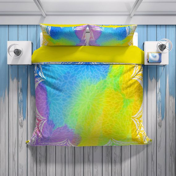 Комплект постільної білизни Cattleya Energy 3D з бавовняного сатину для двоспального ліжка, цифровий друк, яскраві кольори, 200х220 см - фото 3