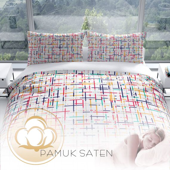 PerlaSera Colorful 3D Cotton Satin Double Duvet Cover Set - photo 4