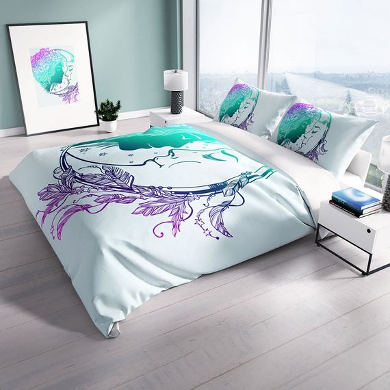 Комплект постельного белья Cattleya Moon с 3D цифровой печатью, размеры 200x220 см, из органического хлопка, яркие цвета, мягкая текстура, отличный комфорт - фото 1