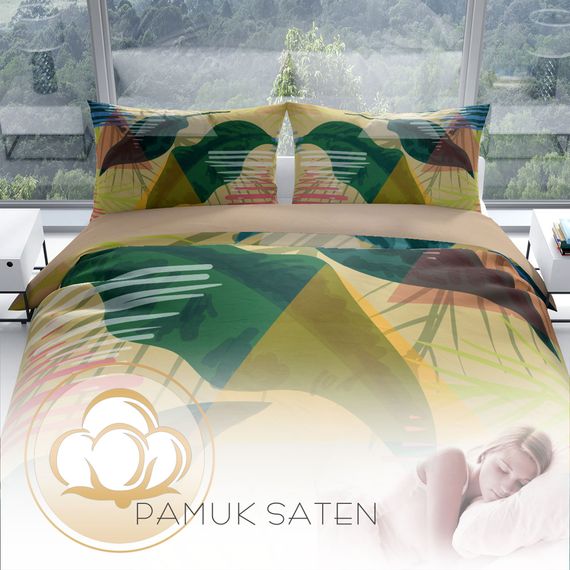 Розслабляючий комплект постільної білизни PerlaSera 3D з бавовняного сатину для двоспального ліжка 200x220 см з яскравим цифровим друком - фото 4