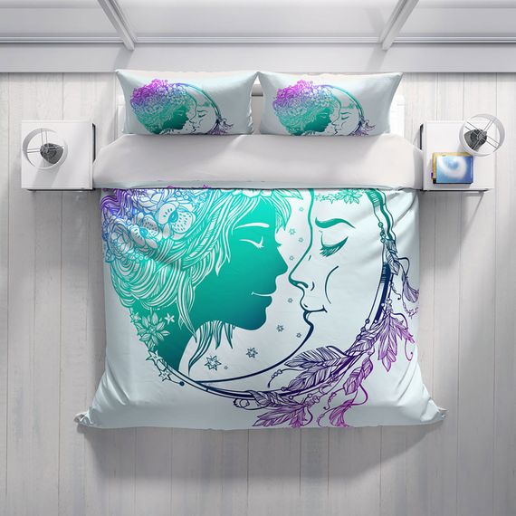 Комплект постельного белья Cattleya Moon с 3D цифровой печатью, размеры 200x220 см, из органического хлопка, яркие цвета, мягкая текстура, отличный комфорт - фото 3