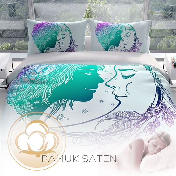 Комплект постельного белья Cattleya Moon с 3D цифровой печатью, размеры 200x220 см, из органического хлопка, яркие цвета, мягкая текстура, отличный комфорт - фото 4