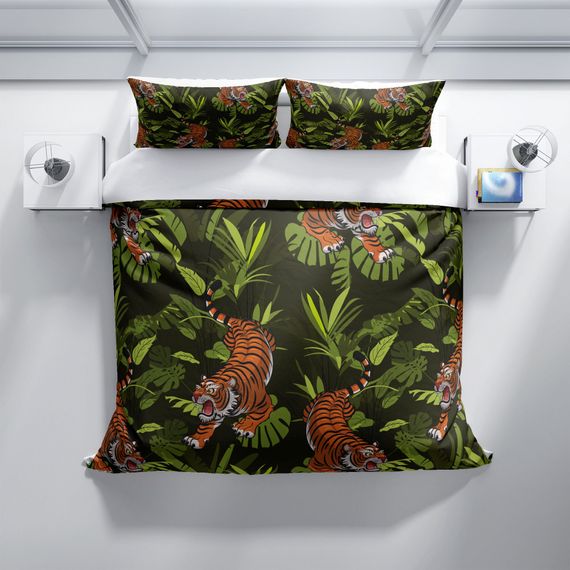 PerlaSera Tigers 3D Cotton Satin Double Duvet Cover Set - photo 3