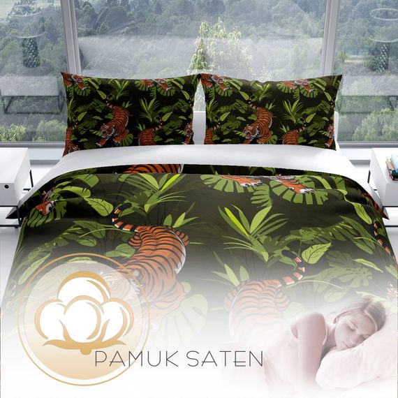 PerlaSera Tigers 3D Cotton Satin Double Duvet Cover Set - photo 4