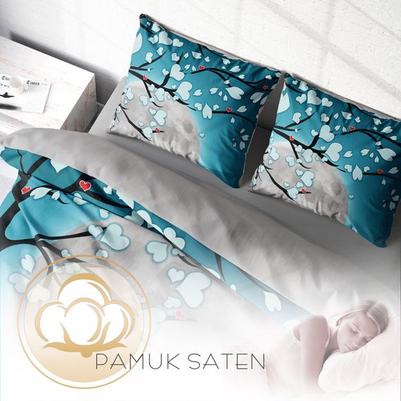 طقم غطاء لحاف مزدوج من الساتان القطني لعيد الحب من MonoHome ضوء القمر - صورة 4