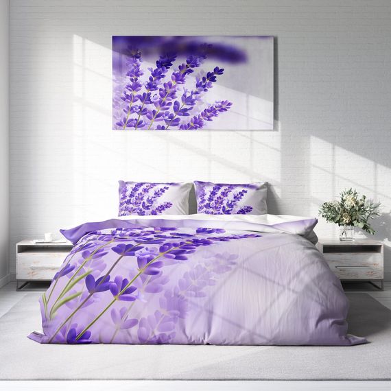 Monohome Lavender 3D Pamuk Saten Çift Kişilik Nevresim Takımı - fotoğraf 3