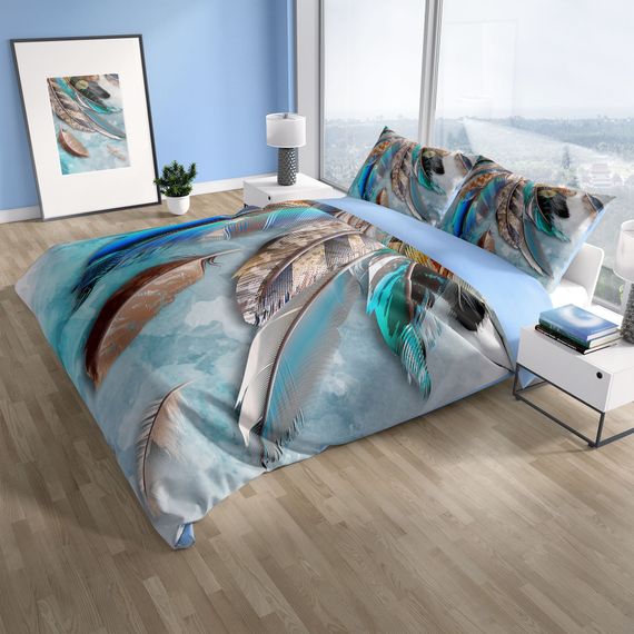 Комплект постільної білизни PerlaSera Mystery 3D з бавовняного сатину для двоспального ліжка, 200x220 см, яскраві кольори, антиалергенний матеріал - фото 1