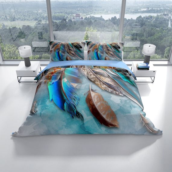 Комплект постільної білизни PerlaSera Mystery 3D з бавовняного сатину для двоспального ліжка, 200x220 см, яскраві кольори, антиалергенний матеріал - фото 2