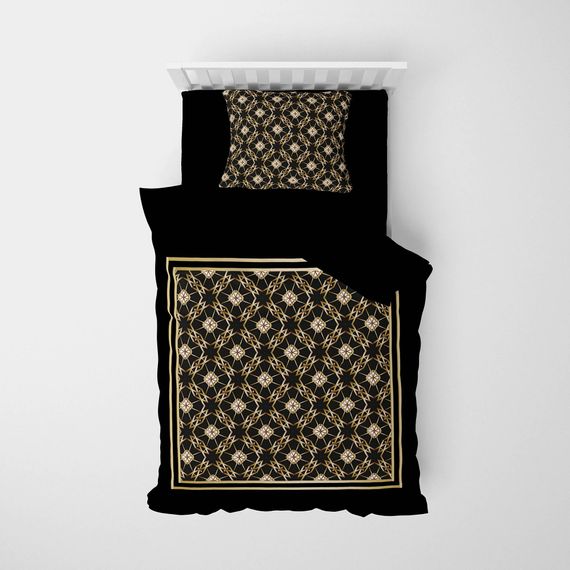 MonoHome Gold Deco 3D طقم غطاء لحاف مفرد من الساتان القطني - صورة 3