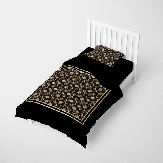 MonoHome Gold Deco 3D طقم غطاء لحاف مفرد من الساتان القطني - صورة 2