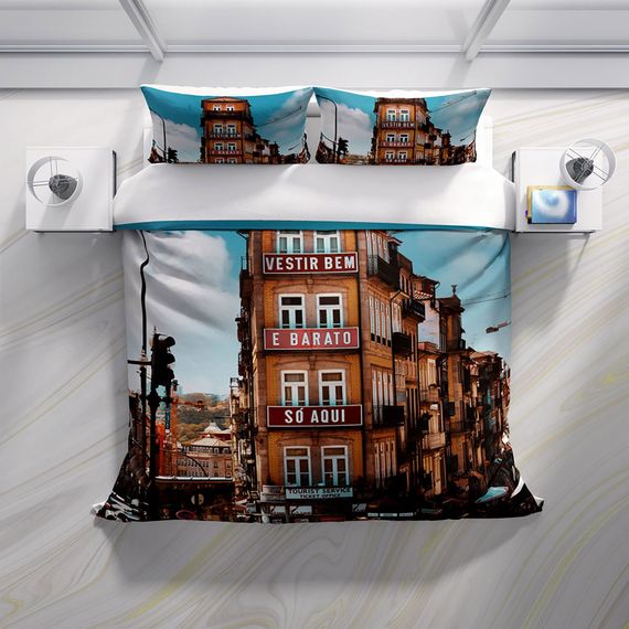 Комплект постільної білизни PerlaSera Apartman 3D з бавовняного сатину, двоспальний, 200x220 см, яскраві кольори, органічний матеріал, без зморшок - фото 3