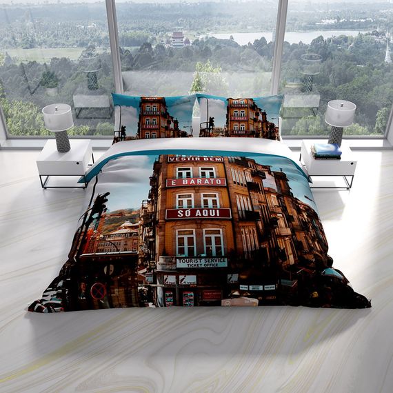 Комплект постільної білизни PerlaSera Apartman 3D з бавовняного сатину, двоспальний, 200x220 см, яскраві кольори, органічний матеріал, без зморшок - фото 2