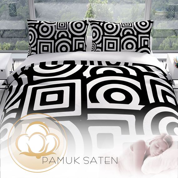 Комплект постільної білизни PerlaSera GeoMix 3D з бавовняного сатину для двоспального ліжка, 200x220 см, живі кольори, якісний матеріал, без складок - фото 4