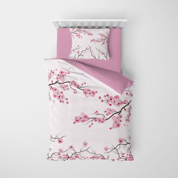 MonoHome Cherry Blossom 3D طقم غطاء لحاف مفرد من الساتان القطني - صورة 2
