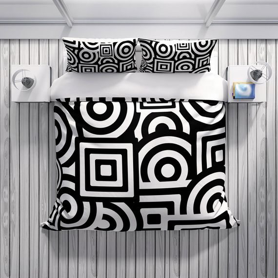 Комплект постільної білизни PerlaSera GeoMix 3D з бавовняного сатину для двоспального ліжка, 200x220 см, живі кольори, якісний матеріал, без складок - фото 3