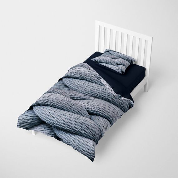 Комплект постельного белья MonoHome Rope Burgu 3D из сатина, одинарный, 160x220 см, с ярким цифровым принтом и качественным хлопком - фото 3