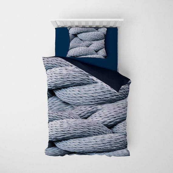 Комплект постельного белья MonoHome Rope Burgu 3D из сатина, одинарный, 160x220 см, с ярким цифровым принтом и качественным хлопком - фото 2