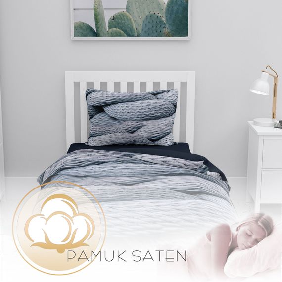 Комплект постельного белья MonoHome Rope Burgu 3D из сатина, одинарный, 160x220 см, с ярким цифровым принтом и качественным хлопком - фото 4