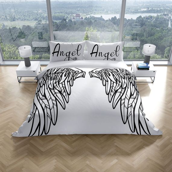 Двоспальний комплект постільної білизни PerlaSera Wing 3D з бавовняного сатину, живі кольори, розмір 200x220 см, включає 2 наволочки 50x70 см - фото 1