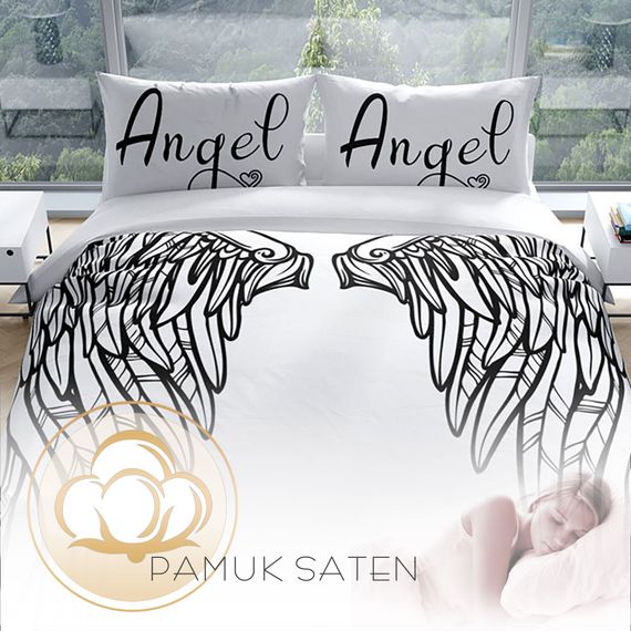 Двоспальний комплект постільної білизни PerlaSera Wing 3D з бавовняного сатину, живі кольори, розмір 200x220 см, включає 2 наволочки 50x70 см - фото 4