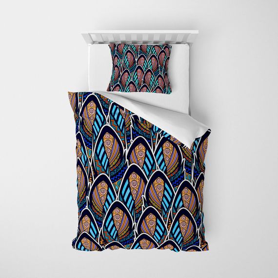 MonoHome البوهيمي نمط 3D طقم غطاء لحاف مفرد من الساتان القطني - صورة 3